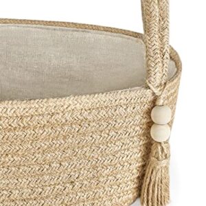 Mkono Small Storage Basket for Toilet Tank Top Boho Bathroom Decor Jute Rope Toilet Paper Tray Back of Toilet Organizer for Shelf Bedroom Living Room, Jute, 1 Pack, 13" L x 6" W