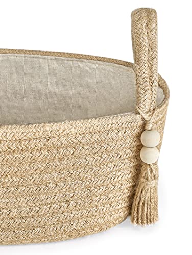 Mkono Small Storage Basket for Toilet Tank Top Boho Bathroom Decor Jute Rope Toilet Paper Tray Back of Toilet Organizer for Shelf Bedroom Living Room, Jute, 1 Pack, 13" L x 6" W