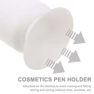 FOMIYES Silicone Pencil Holder Suction Cup Makeup Brush Holder Pencil Pen Holder for Office Desktop Storage Organizer White