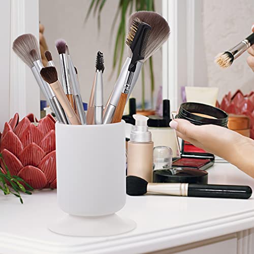 FOMIYES Silicone Pencil Holder Suction Cup Makeup Brush Holder Pencil Pen Holder for Office Desktop Storage Organizer White