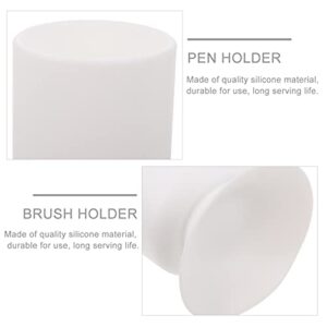 FOMIYES Silicone Pencil Holder Suction Cup Makeup Brush Holder Pencil Pen Holder for Office Desktop Storage Organizer White