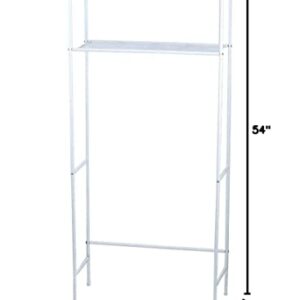 Home Basics 2 Tier Over The Toilet Bathroom Space Saver, Metal Bathroom Shelf Storage Unit, Anti-rust, White