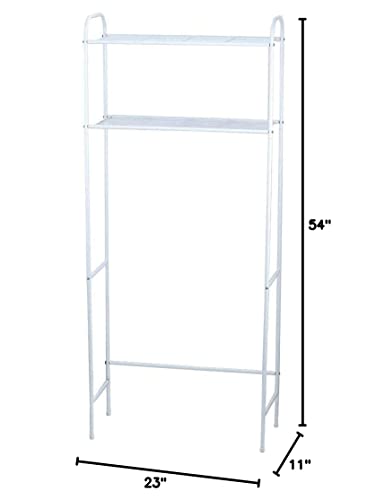 Home Basics 2 Tier Over The Toilet Bathroom Space Saver, Metal Bathroom Shelf Storage Unit, Anti-rust, White