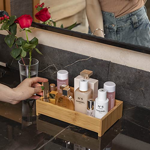 PELYN Make up Organizers and Storage Bathroom Organizer Countertop Bamboo Lotion Skincare Perfume Organizers for Vanity Dresser Bathroom