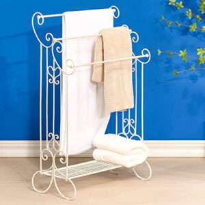 Standing Towel Racks for Bathroom 3 Bar Metal Towel Organizer Holder Stand with Storage Shelf Towel Drying Rack Freestanding for Bath Towels,Hand Towels,Washcloths, Bathroom Accessories