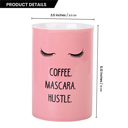 Palais Essentials bathroom decor Makeup Brush Holders Ceramic, Bathroom Accessories Make Up Cup Holder for Vanity Countertops (Princess, 3.5" Diameter)