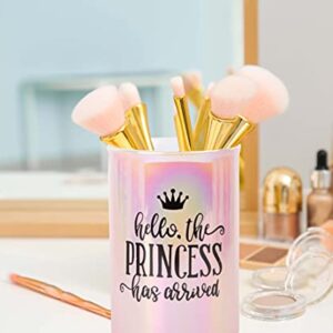 Palais Essentials bathroom decor Makeup Brush Holders Ceramic, Bathroom Accessories Make Up Cup Holder for Vanity Countertops (Princess, 3.5" Diameter)