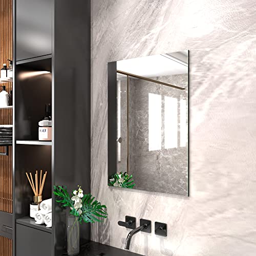 Medicine Cabinet, 17.7" X 25.6" Recessed or Surface Bathroom Medicine Cabinet with Mirror Door, Stainless Steel Bathroom Wall Cabinet for Bathroom