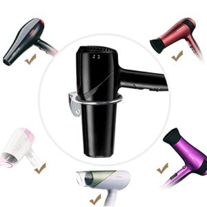 Hair Dryer Holder, Stainless Steel Hair Blow Dryer Rack Wall Mount Hairdryer Stand Bathroom Hair Dryer Holder Hair Care Tools Blow Dryer Holder for Hair Dryer Bathroom Hotel Beauty