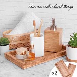 Hidden Haven - Upgraded - 2 Tier Wooden Countertop Organizer Lightly Lacquered to Resist Water and Stains - Multi-Use Organizer - Bathroom Organizer, Kitchen Organizer (Natural Wood)