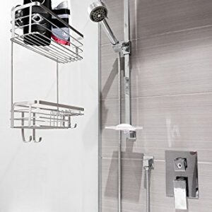 Vidan Home Solutions Shower Caddy | Stainless steel, rustproof, wall mounted with suction cups, modern, spacious, multi-shelf shower organizer for Shampoo – Conditioner – Soap – Loofah – Razor