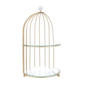 doitool 2- tier perfume organizer golden bird cage decor- iron bathroom organizer countertop- bathroom counter organizer for skincare organizers, perfume organizers