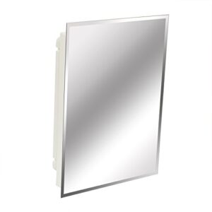 american pride 9622wbar12 – recessed frameless beveled polished edge mirror medicine cabinet 16" x 22"