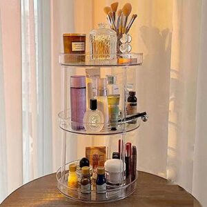 elebac lazy susan turntable organizer for bathroom countertop, 3 tier 10.6 inch clear acrylic jewelry container makeup cosmetic storage, spinning organizer for spices, pantry, fridge, kitchen