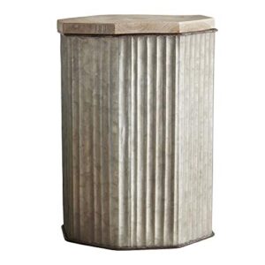 47th & main corrugated rustic metal canister with lid, large, galvanized