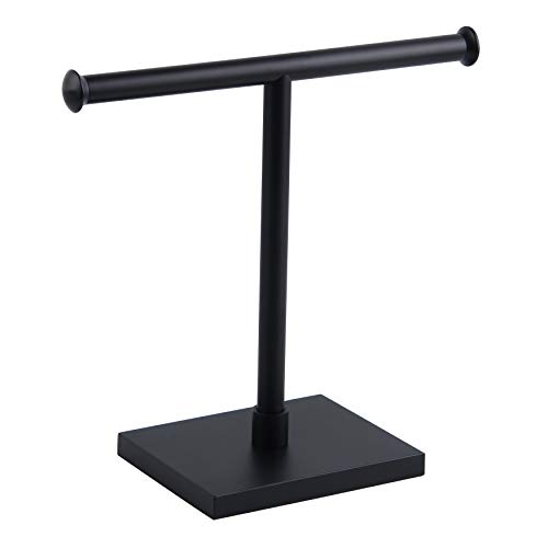 GERZWY SUS 304 Stainless Steel Hand Towel Holder Standing Tree Rack for Bathroom Vanities Countertop, Matte Black