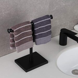 GERZWY SUS 304 Stainless Steel Hand Towel Holder Standing Tree Rack for Bathroom Vanities Countertop, Matte Black