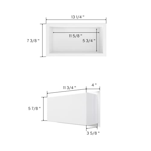 Odass | Shower Niche | 12" X 6" | NO Tile Needed ­| Rectangular Stainless Steel #304 Niche | Matt White Recessed Single Shelf Organizer | Bathroom Storage for Shampoo Bottle