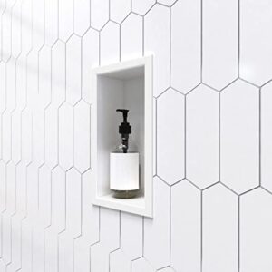 Odass | Shower Niche | 12" X 6" | NO Tile Needed ­| Rectangular Stainless Steel #304 Niche | Matt White Recessed Single Shelf Organizer | Bathroom Storage for Shampoo Bottle