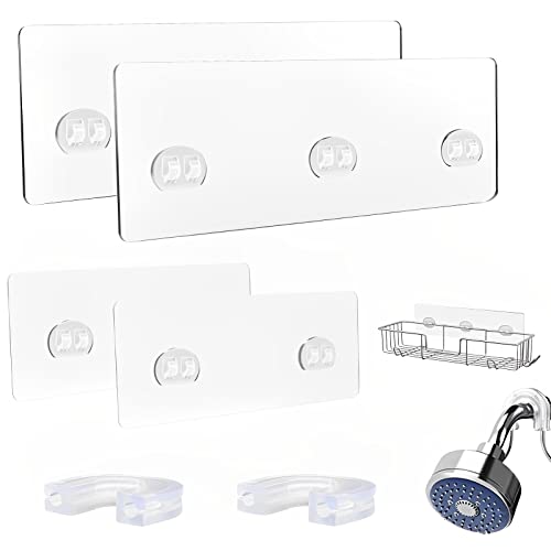 6 Pieces Shower Caddy Adhesive Replacement Set Bathroom Adhesive Hooks Sticker with Shower Caddy Connector,Compatible with Shower Caddy Basket Bathroom Shelf