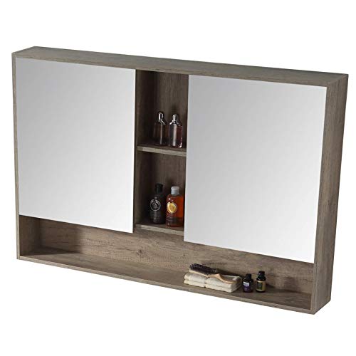 Fine Fixtures Surface Mount 45" Bathroom Medicine Cabinet, Shadow Gray