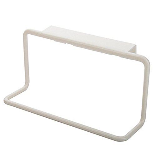 2 PCS Towel Rack, Hanging Holder Organizer | Towel Bar Rack for Kitchen Bathroom | Over The Door Cabinet Cupboard Hanger | Plastic Non-Marking Dishcloth Hanging Holder (White)