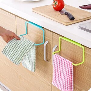 2 PCS Towel Rack, Hanging Holder Organizer | Towel Bar Rack for Kitchen Bathroom | Over The Door Cabinet Cupboard Hanger | Plastic Non-Marking Dishcloth Hanging Holder (White)