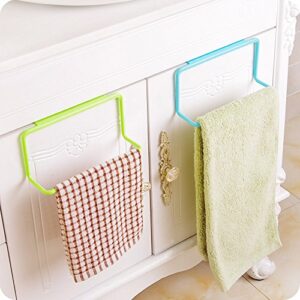 2 PCS Towel Rack, Hanging Holder Organizer | Towel Bar Rack for Kitchen Bathroom | Over The Door Cabinet Cupboard Hanger | Plastic Non-Marking Dishcloth Hanging Holder (White)