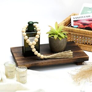 12 x 7 Inch Farmhouse Wood Tray for Bathroom Wood Pedestal Stand Riser Rustic Wood Soap Tray Soap Riser Wooden Soap Holder and Wood Bead Garland with Tassel for Kitchen Bathroom Sink Plant Bottles