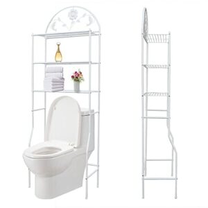 Xuthusman Over The Toilet Storage Rack 3 Tier Space Saver Rack Metal Bathroom Shelf Organizer White 70.9 * 24.4 * 12.6in (White)