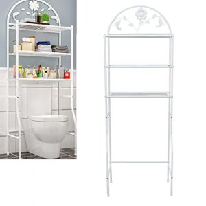 Xuthusman Over The Toilet Storage Rack 3 Tier Space Saver Rack Metal Bathroom Shelf Organizer White 70.9 * 24.4 * 12.6in (White)