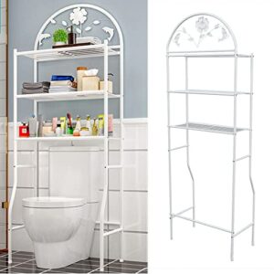 Xuthusman Over The Toilet Storage Rack 3 Tier Space Saver Rack Metal Bathroom Shelf Organizer White 70.9 * 24.4 * 12.6in (White)