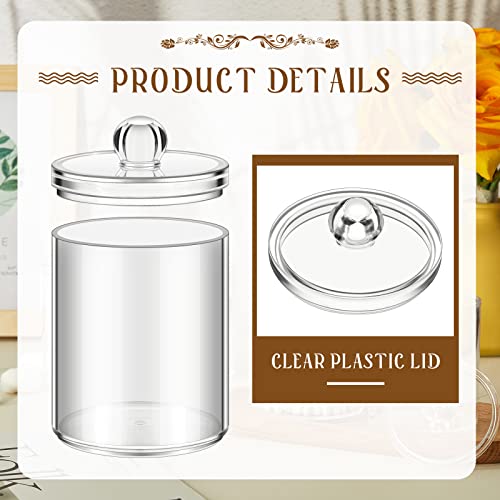 20 Pack Clear Plastic Cotton Ball Holder 10 oz Apothecary Jar Cotton Swab Holder with Lid Round Bathroom Canisters for Cotton Swab Cotton Round Pads, Floss, Vanity Makeup Organizer