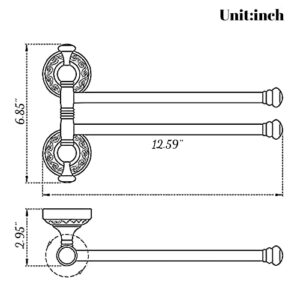 Leyden Swivel Towel Bar,Brass Towel Rack 2 Arm Bathroom Swing Hanger Holder Antique Wall Mounted Storage Organizer Space Saving Active