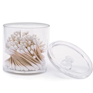 qtip holder cotton swabs 200 pcs, cotton swab jars, dental floss storage cans; 4-inch acrylic transparent storage tank, bathroom organizer, daily storage, can be easily placed on the dresser.