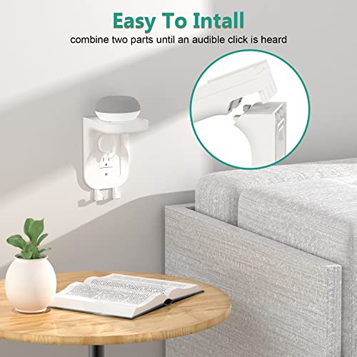 WALI Bundle – 2 Items: Outlet Shelf Wall Holder 1 Pack, White and Outlet Shelf for Bathroom 1 Pack, White