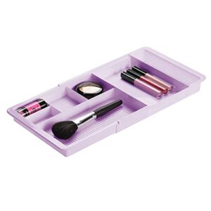 mDesign Expandable 7-Compartment Plastic Drawer Organizer Tray for Bathroom and Vanity - Perfect for Makeup, Cosmetic, Toothbrush, Medicine Organizing - Lumiere Collection - 2 Pack - Light Purple