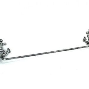 Hampton Nautical Antique Silver Cast Iron Anchor Bath Towel Holder 28"-Nautical Beach Bathroom Decoration