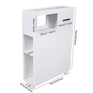 DYRABREST Bathroom Storage Cabinet with 2 Drawers - 4 Layer Multifunctional White Narrow Toilet Organizer Floor Side Cabinet - Movable Receive Arrange Ark Space Saver