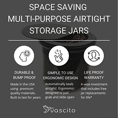 Vascito Adhesive Magnetic Canisters for Bathroom Organization, Qtip Holder, Space Saving Lidless Design, RV Storage and Organization, Under Shelf Storage (Designer White, 3 Pack)