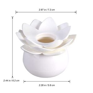 ULTNICE Lotus Cotton Swab Holder Cotton Swabs Bud Case Small Box Toothpicks Container Storage Box Organizer Jar White