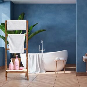 Bambu Masster Acaia Wood Towel Rack Freestanding Beach Towel,Facecloth, Small Bath Towel and Bathrobe.