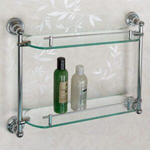 signature hardware 297296 farber 19-1/4" glass bathroom shelf