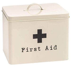 Harbour Housewares 1x Cream Industrial First Aid Box - Retro Chic Vintage Style 2-Tier Steel Medicine Storage Organiser