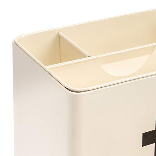 Harbour Housewares 1x Cream Industrial First Aid Box - Retro Chic Vintage Style 2-Tier Steel Medicine Storage Organiser