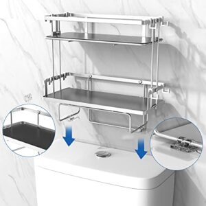 Misounda Over The Toilet Storage,Toilet Rack,Toilet Storage Rack, 2-Tier Bathroom Organizer Shelves with Divider,No Drilling Space Saver with Wall Mounting Design，White