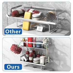 Misounda Over The Toilet Storage,Toilet Rack,Toilet Storage Rack, 2-Tier Bathroom Organizer Shelves with Divider,No Drilling Space Saver with Wall Mounting Design，White