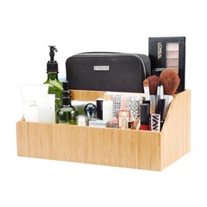 MobileVision Bamboo Bathroom Tray Caddy Organizer for Beauty Products, Hair Care, Make Up, and More