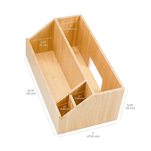 MobileVision Bamboo Bathroom Tray Caddy Organizer for Beauty Products, Hair Care, Make Up, and More