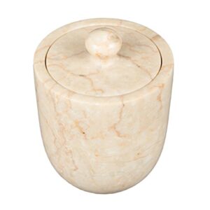 creative home natural champagne marble bullet collection cotton ball swab holder bathroom countertop storage jar container organizer, 3.5" diam. x 4.6" h, beige